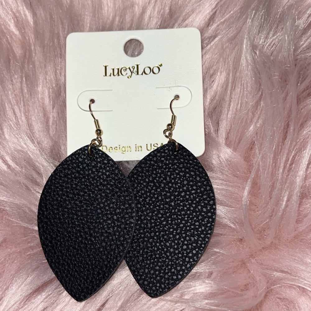 Leather Print Leaf Earrings